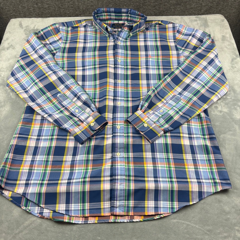 Polo Ralph Lauren Classic Fit Performance Plaid Button Down Shirt Men XLTG - Picture 2 of 13